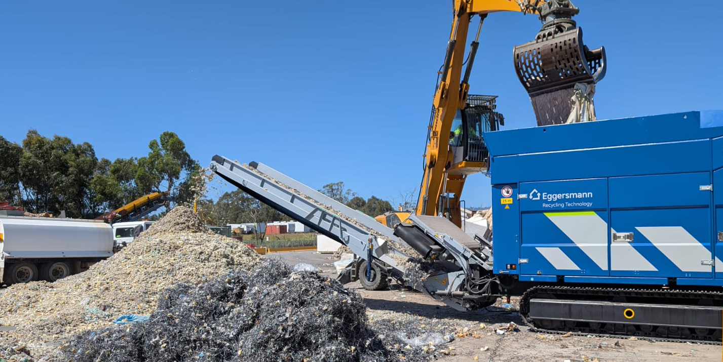 Mattresses staged for shredding and steel recovery